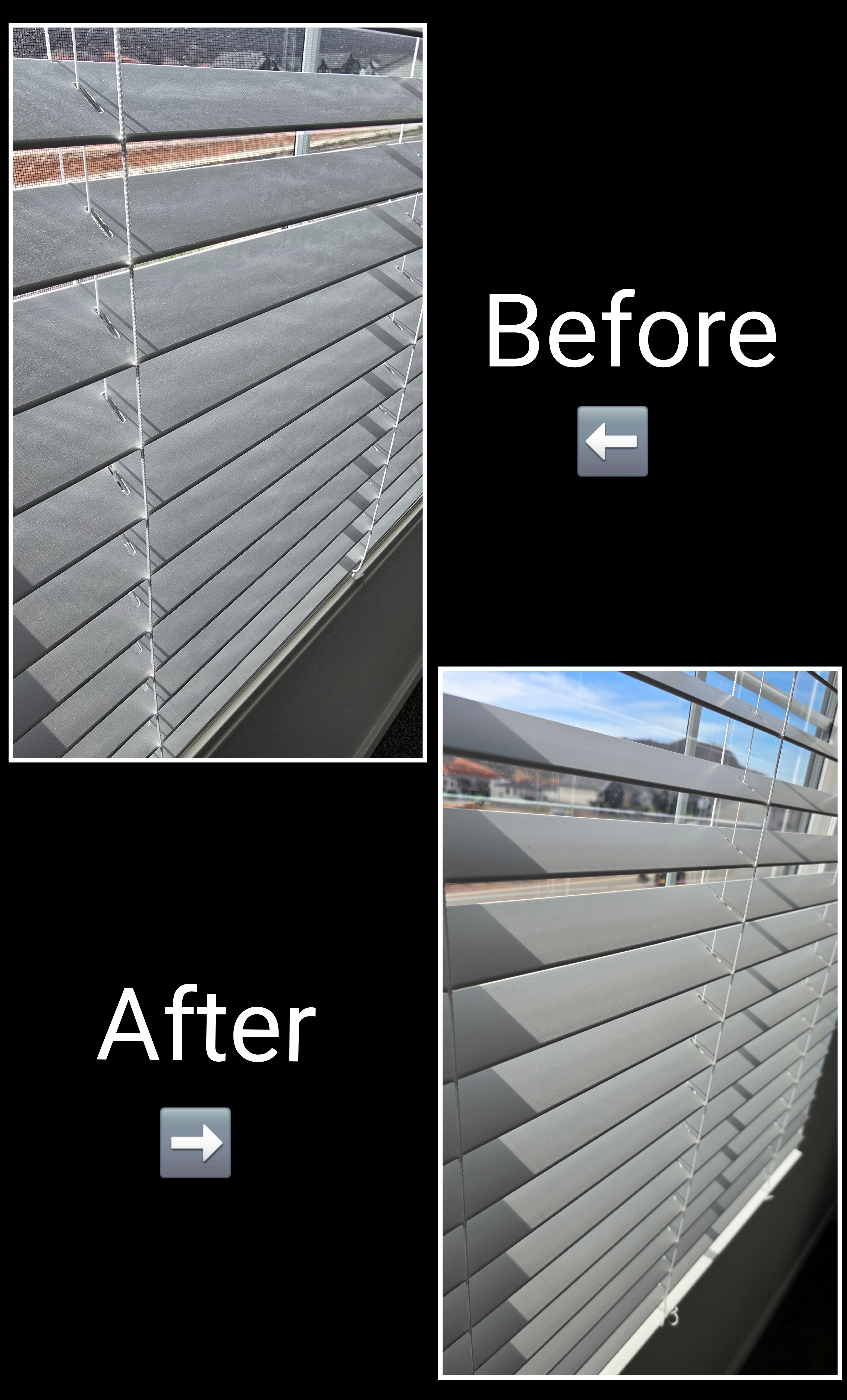 Window blinds before and after dust removal in St. George Utah
