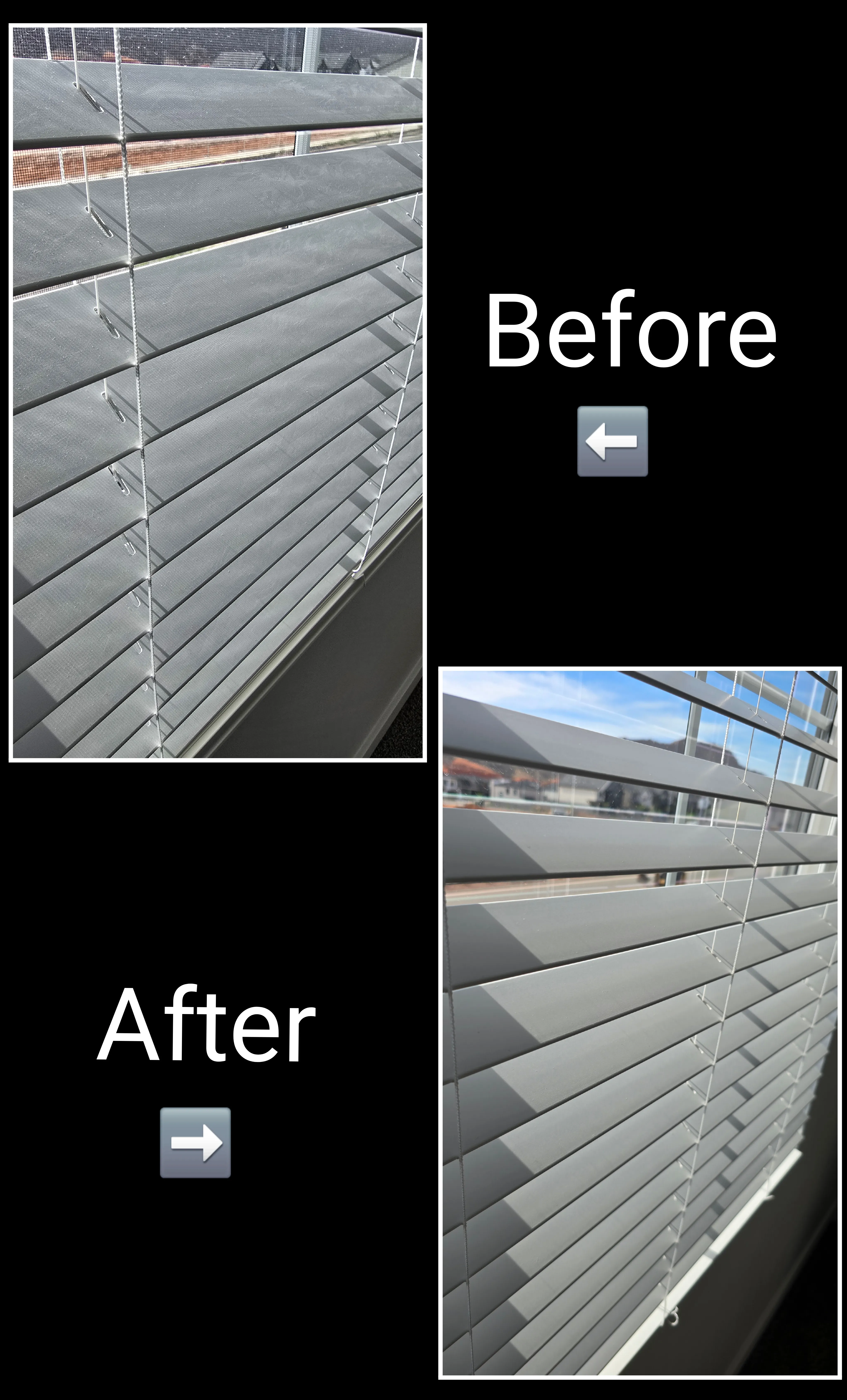 Window blinds before and after dust removal in St. George Utah