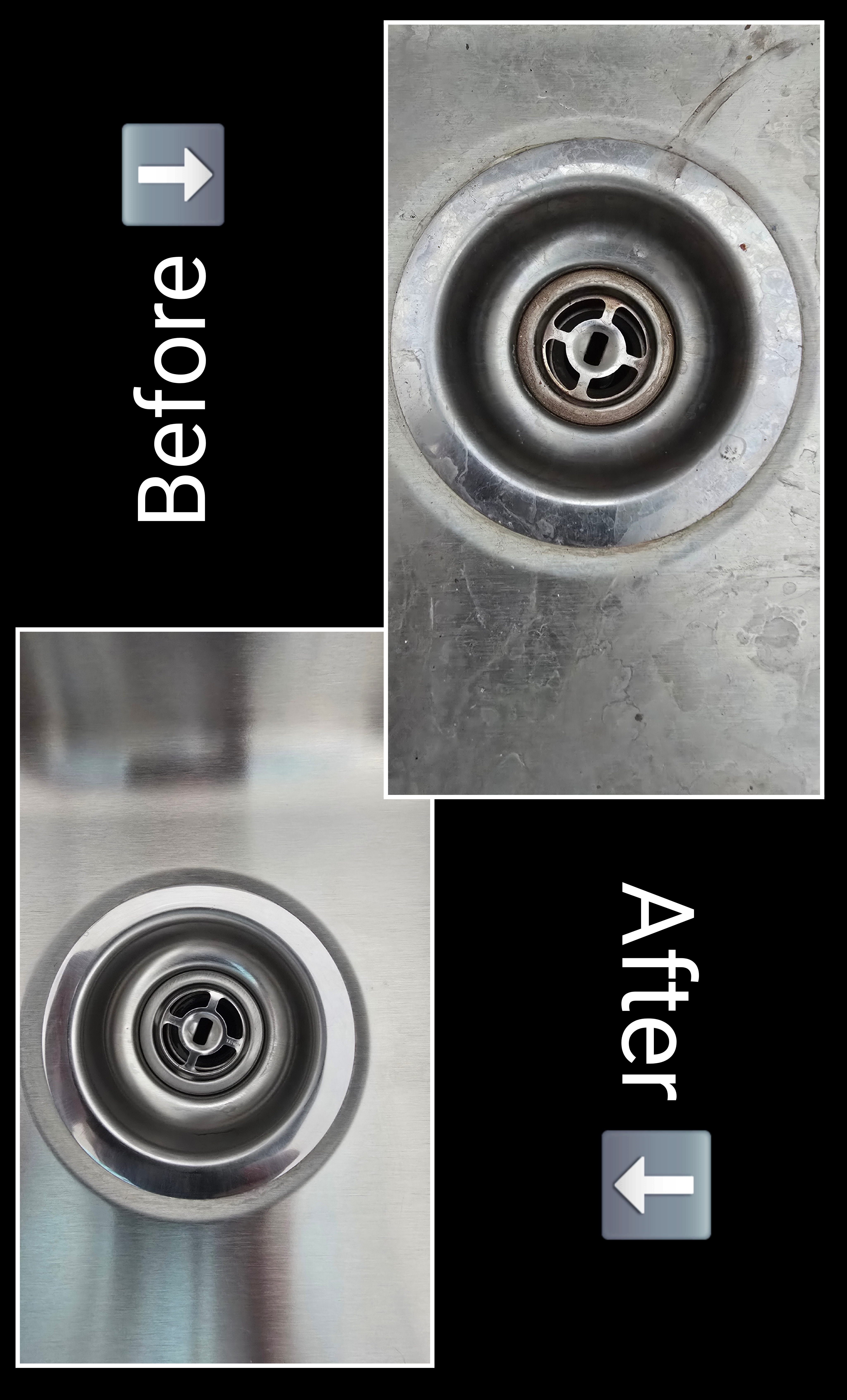 Sink drain before and after detail cleaning in St. George Utah