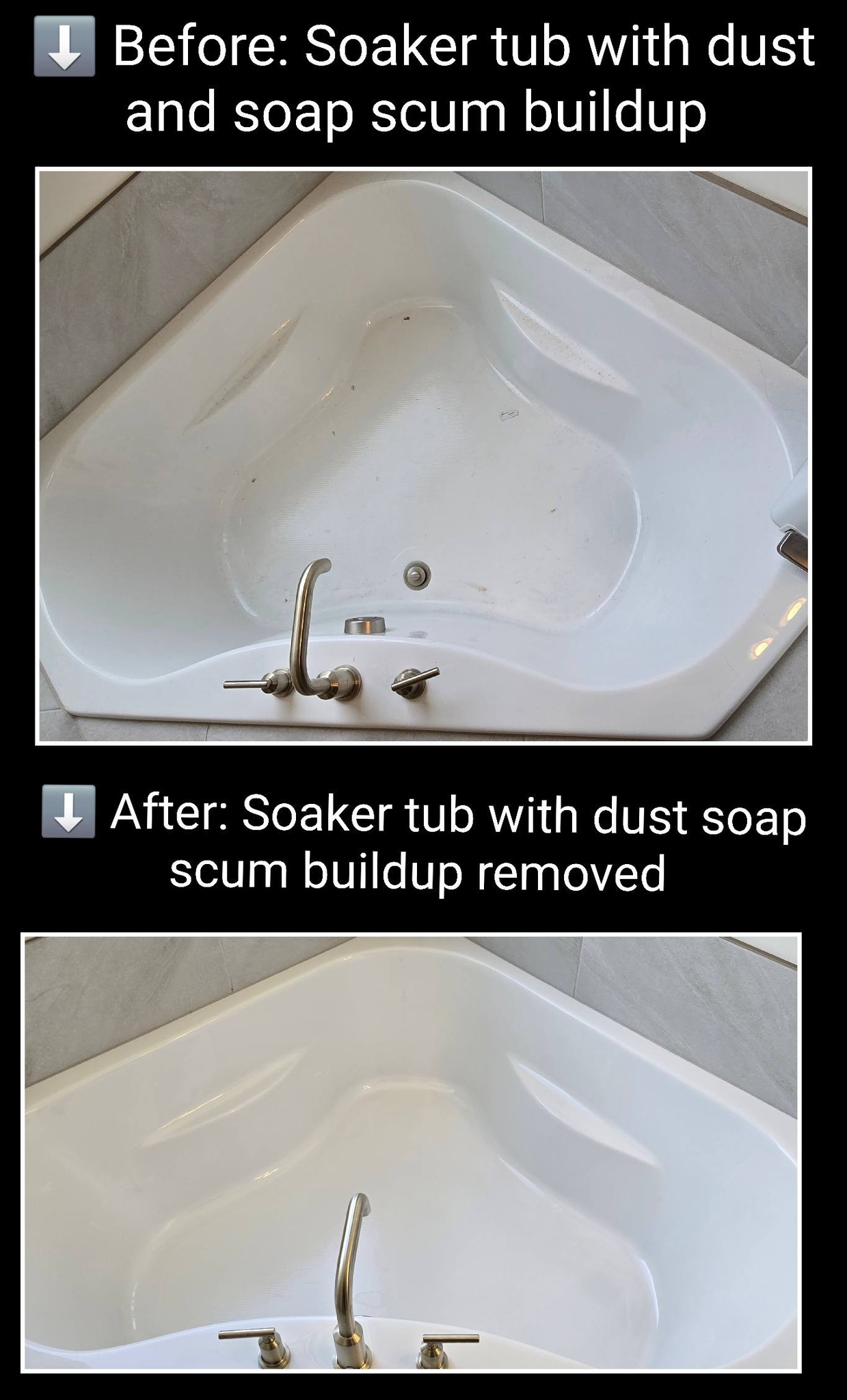 Tub cleaning results