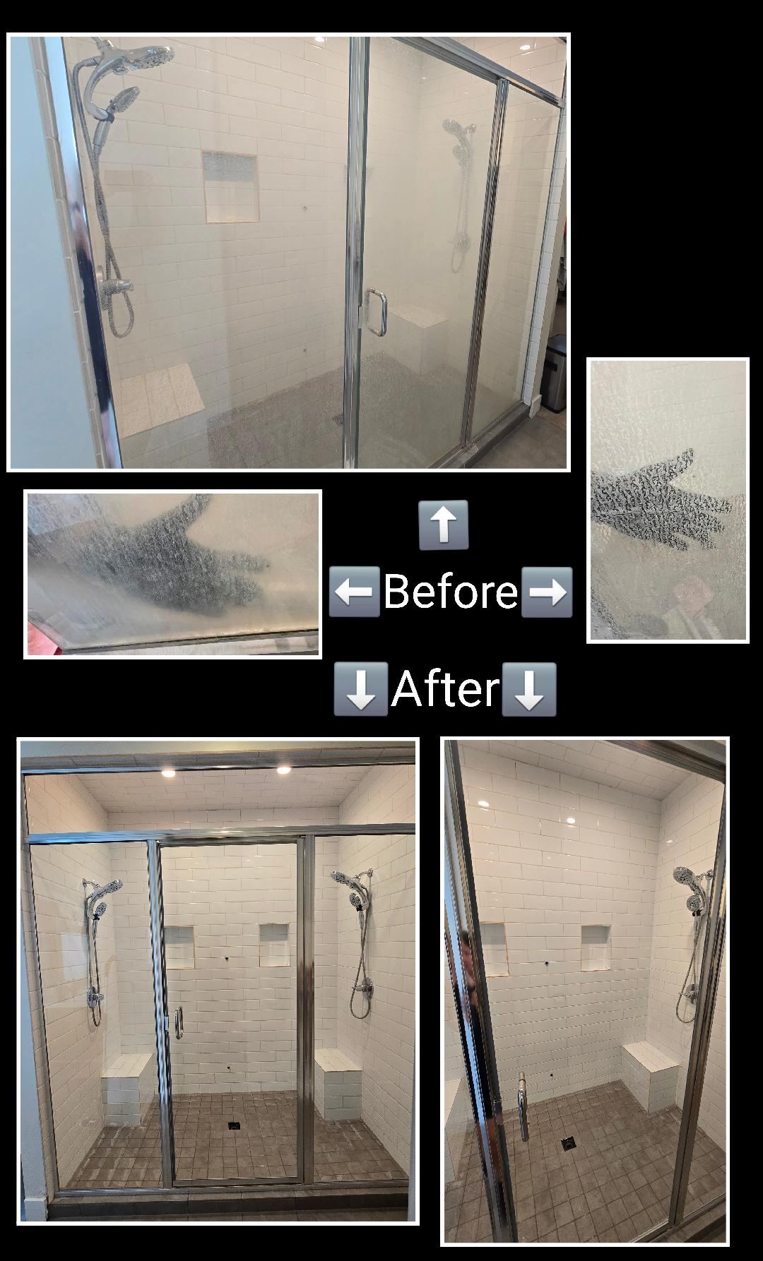 Before and after shower glass restoration in St. George Utah