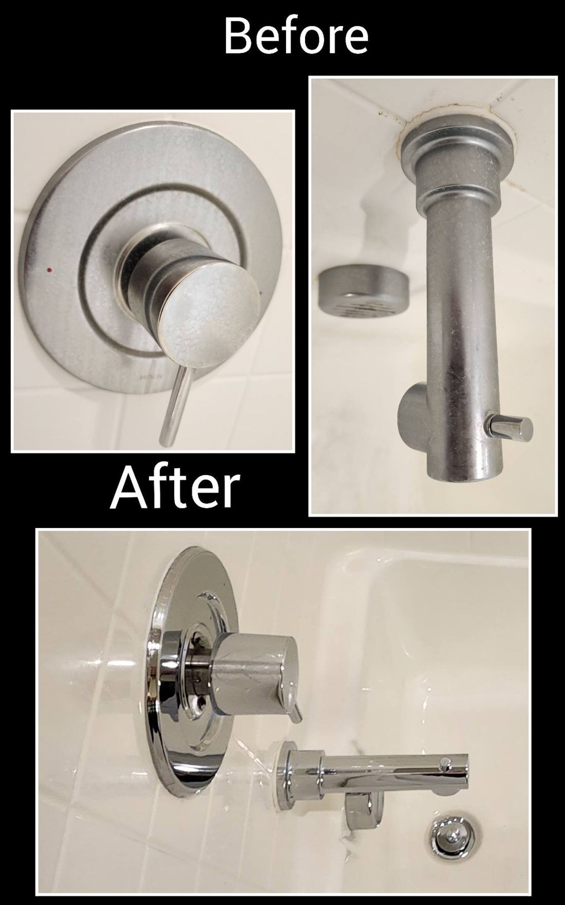 Before and after bathroom fixture restoration in St. George Utah