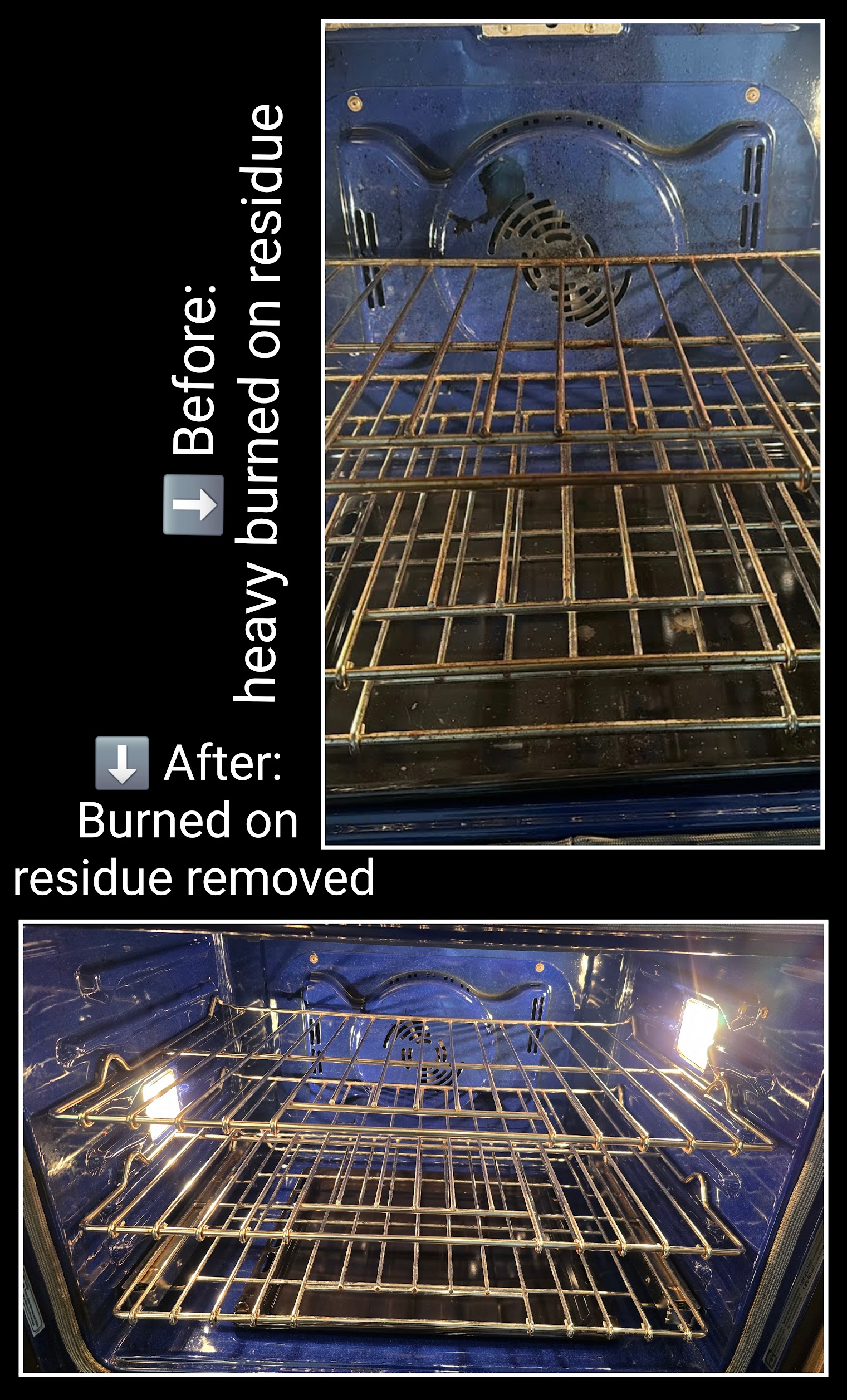 Oven buildup cleaning example