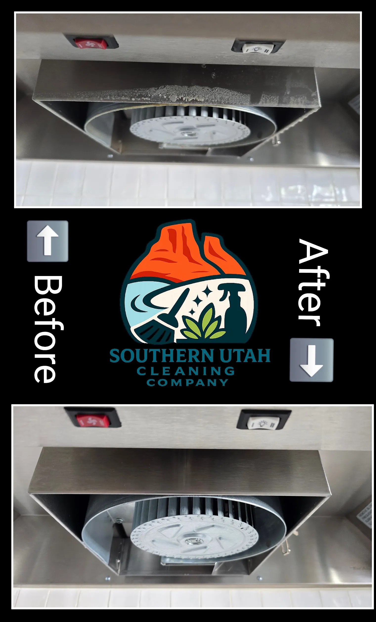 Kitchen restoration detail cleaning before and after in St. George, Utah